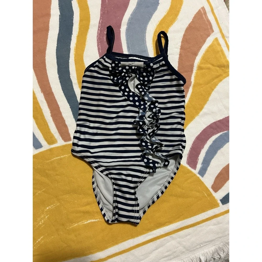 Flapdoodles Girls One Piece Swimsuit Size 5 Navy/White Striped 1 Piece